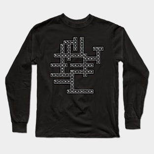 (1987CP-D) Crossword pattern with words from a famous 1987 science fiction book. [Dark Background] Long Sleeve T-Shirt